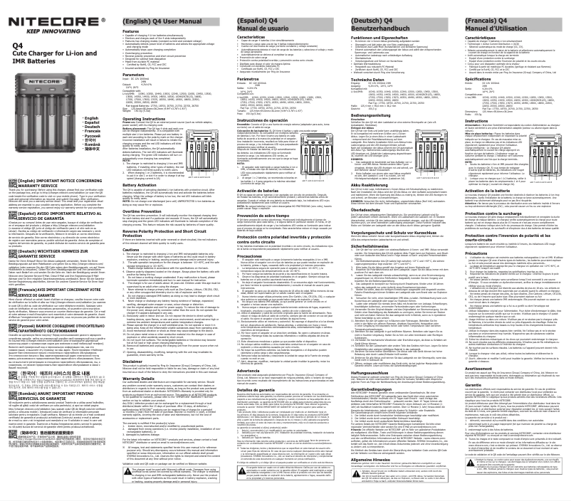Page 1 de la notice Manuel utilisateur Nitecore Q4