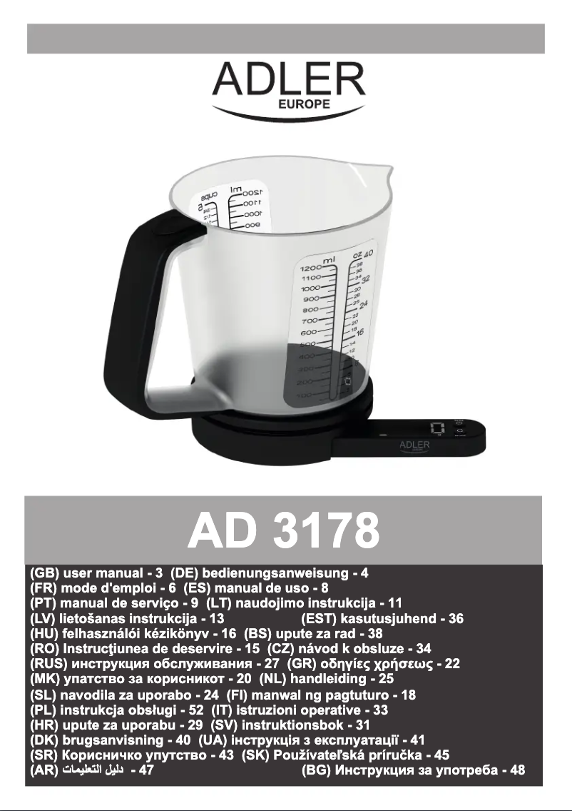 Page 1 of the manual User Manual Adler AD 3178