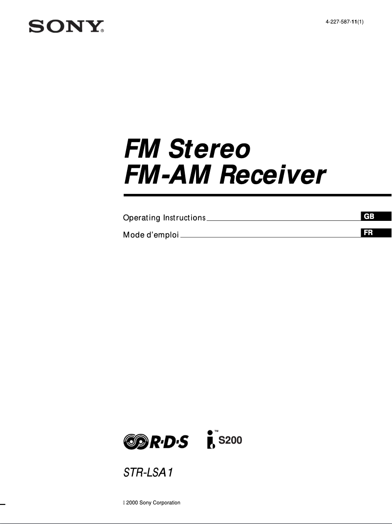 Page 1 de la notice Manuel utilisateur Sony STR-LSA1