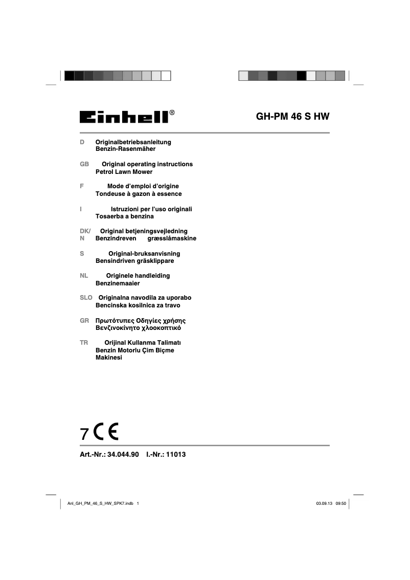 Page 1 de la notice Manuel utilisateur Einhell GH-PM 46 S HW