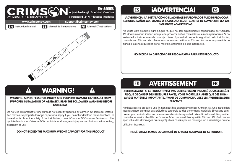 Page 1 de la notice Manuel utilisateur Crimson EA68