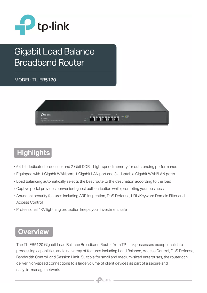 Image de la première page du manuel de l'appareil TL-ER5120