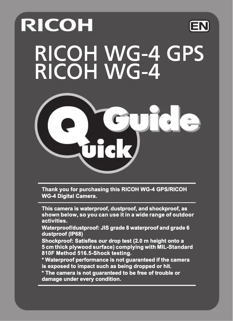 Página 1 del manual Guía de inicio rápido Ricoh WG-5 GPS