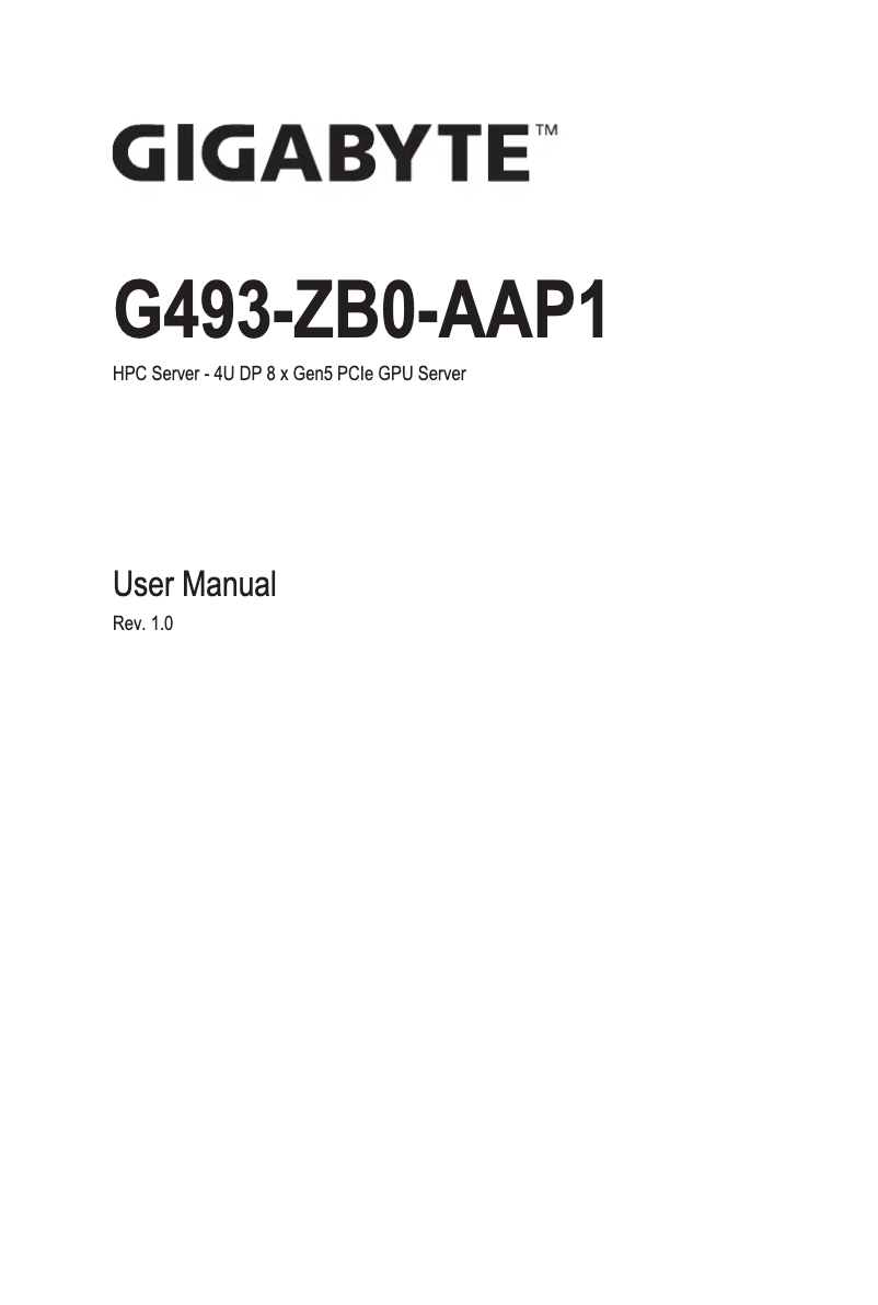 Page n°1 - Manuel utilisateur Gigabyte G493-ZB0