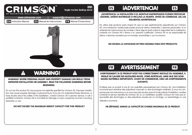 Page n°1 - Manuel utilisateur Crimson DS1