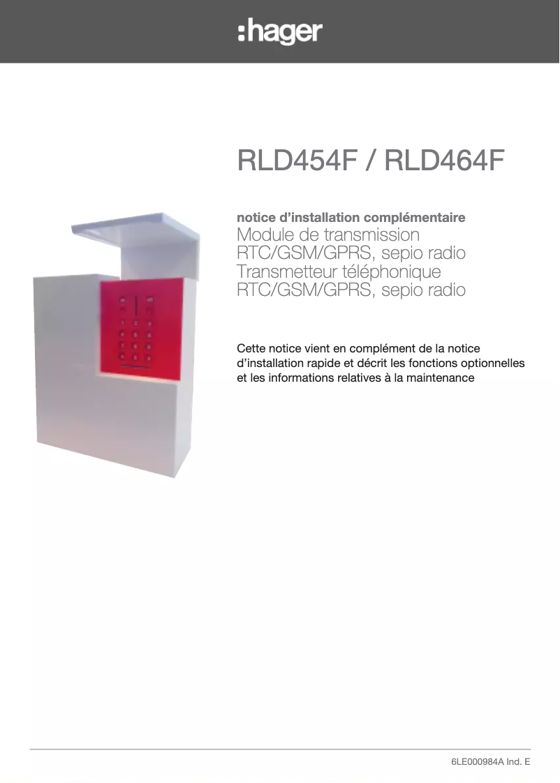 Page 1 de la notice Manuel utilisateur Hager RLD454F