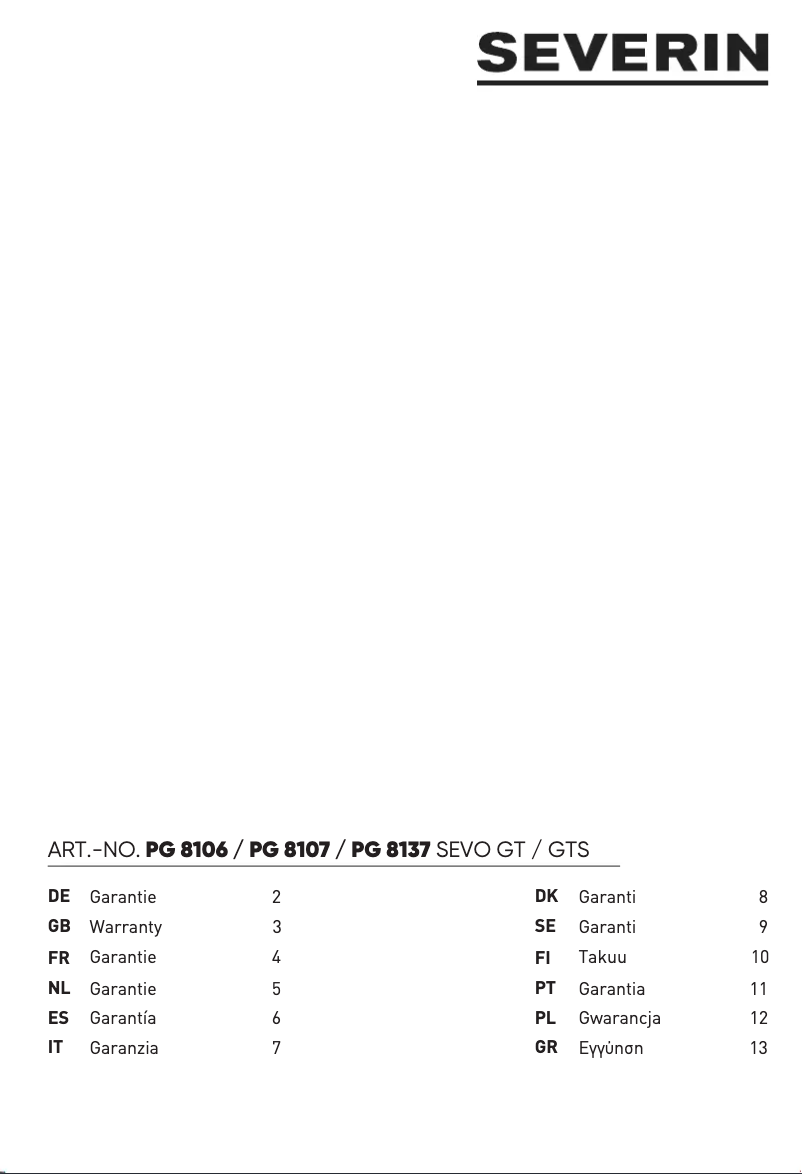 Image de la première page du manuel de l'appareil SEVO GT PG 8106
