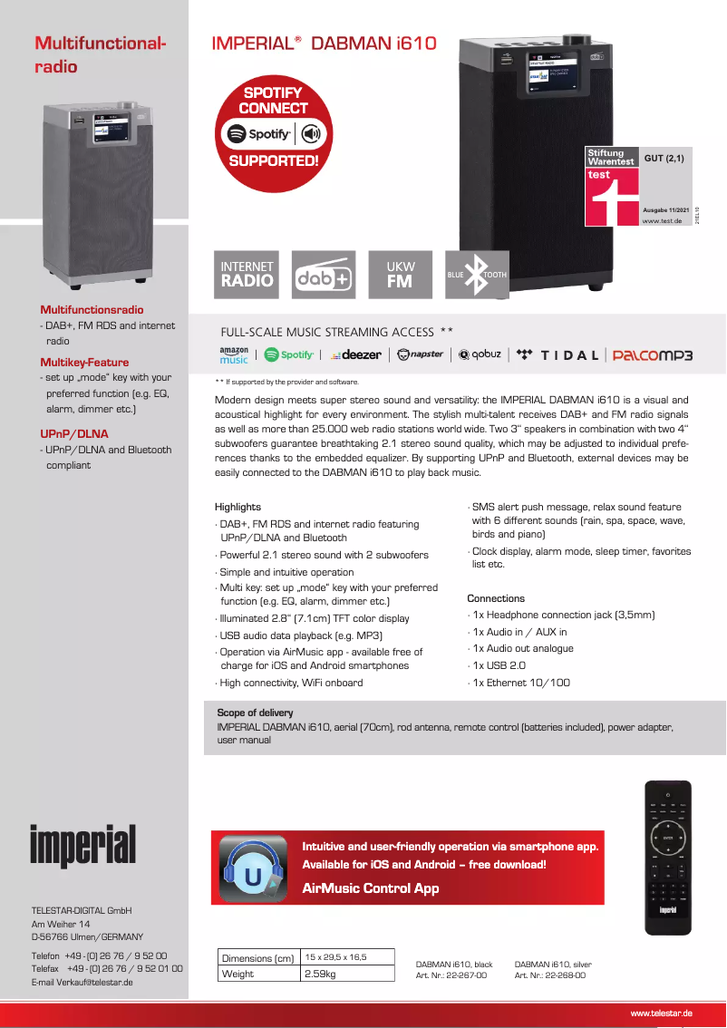 Image de la première page du manuel de l'appareil DABMAN i610