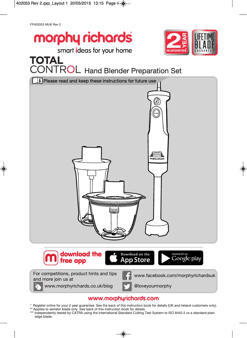 Image de la première page du manuel de l'appareil Total Control Multi Set 402053EE