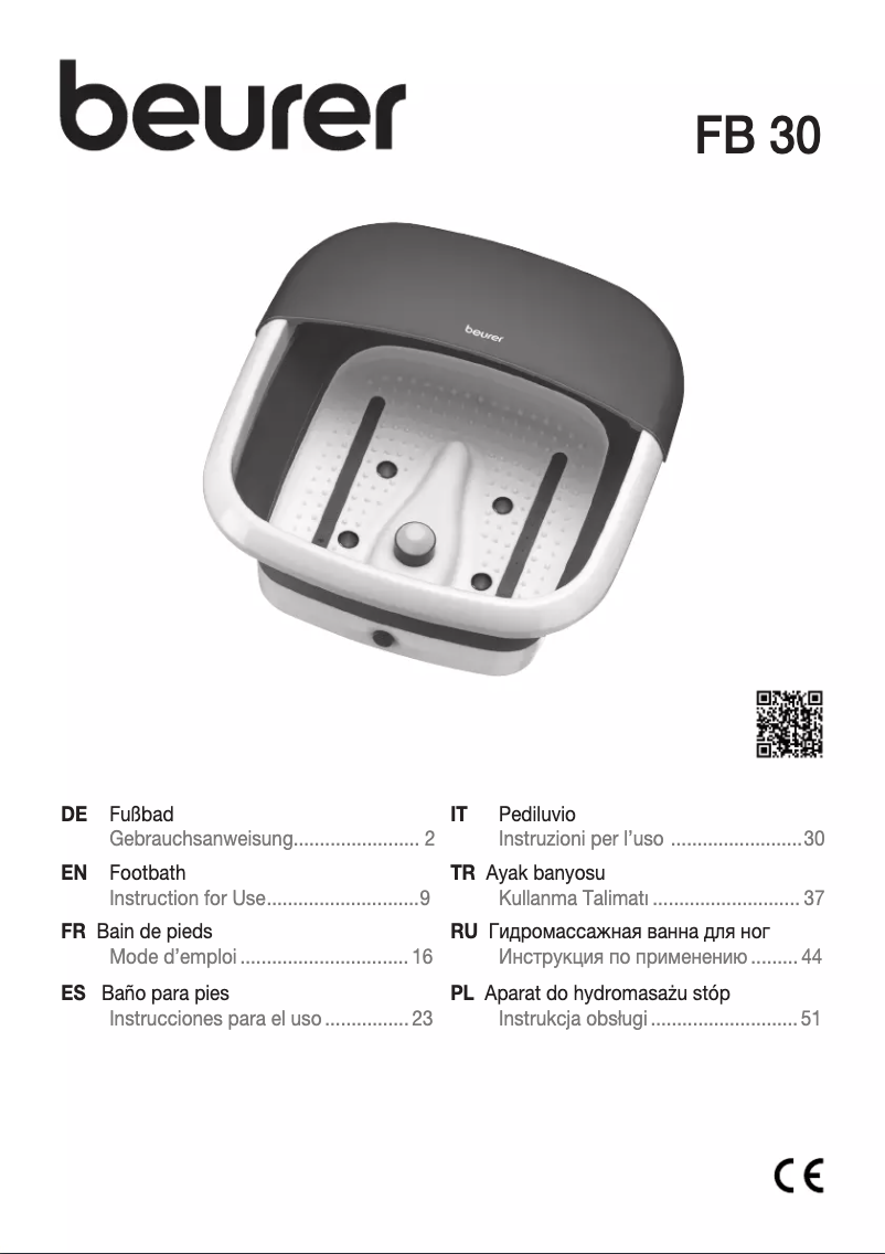 Page 1 de la notice Manuel utilisateur Beurer FB 30