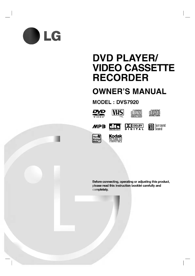 Page n°1 - Manuel utilisateur LG DVS7920