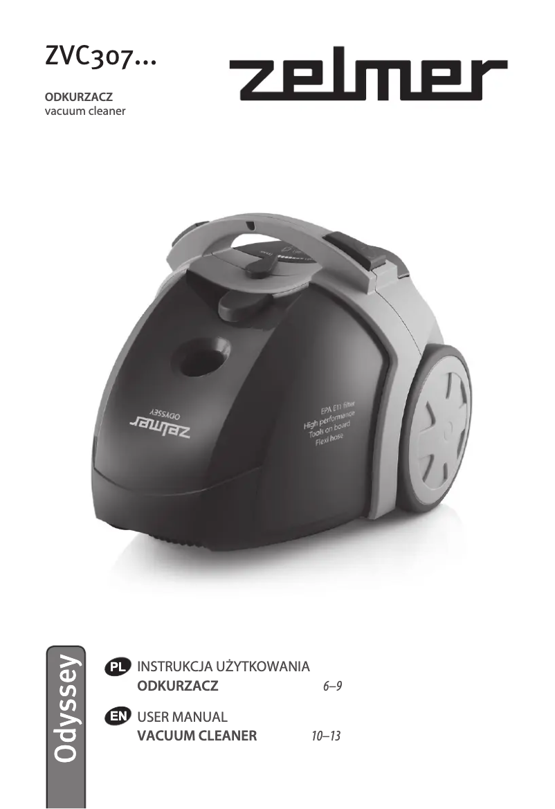 Page 1 of the manual User Manual Zelmer Odyssey ZVC307XT