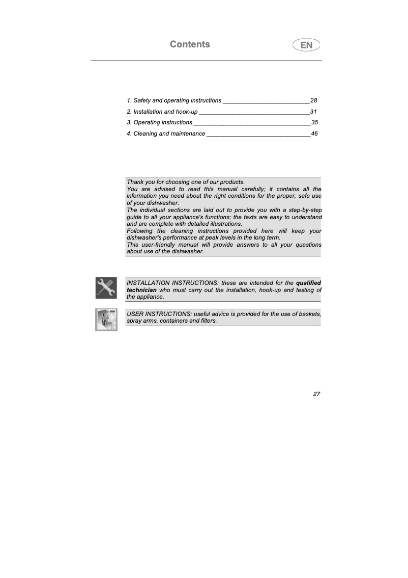 Page 1 de la notice Manuel utilisateur Teka DW7 45 FI