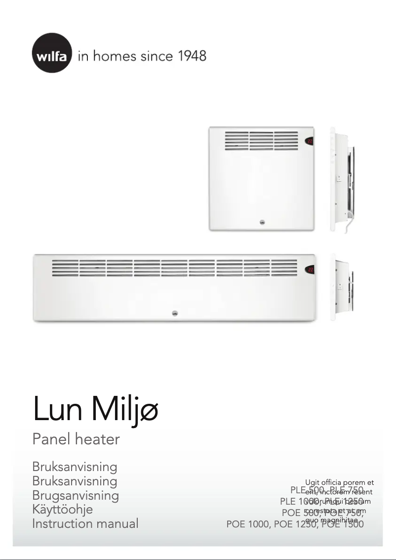 Page 1 de la notice Manuel utilisateur Wilfa Lun Miljø PLE-1000