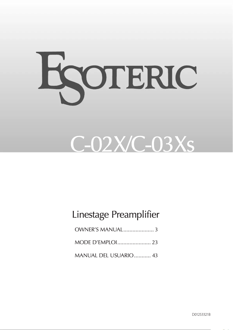 Page 1 de la notice Manuel utilisateur Esoteric C-02X