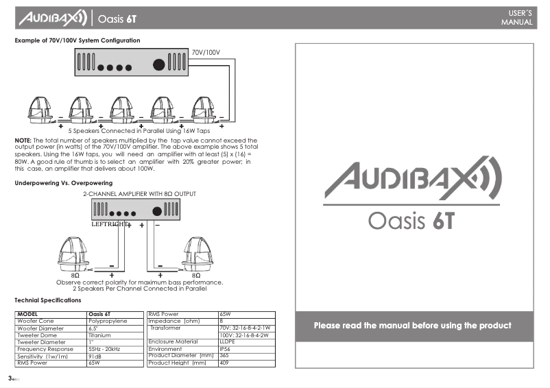 Page n°1 - Manuel utilisateur Audibax Oasis 6T