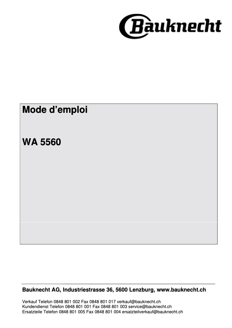 Image de la première page du manuel de l'appareil WA 5560