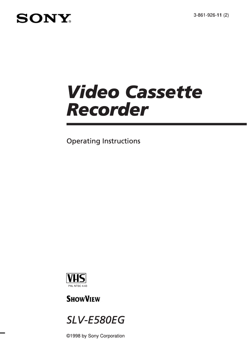 Page n°1 - Manuel utilisateur Sony SLV-E580EG