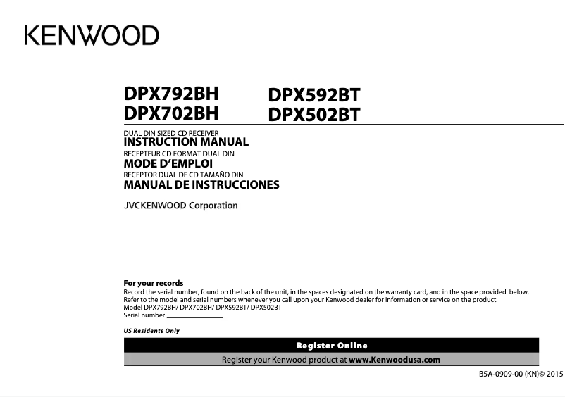 Imagen de la primera página del manual del dispositivo DPX502BT