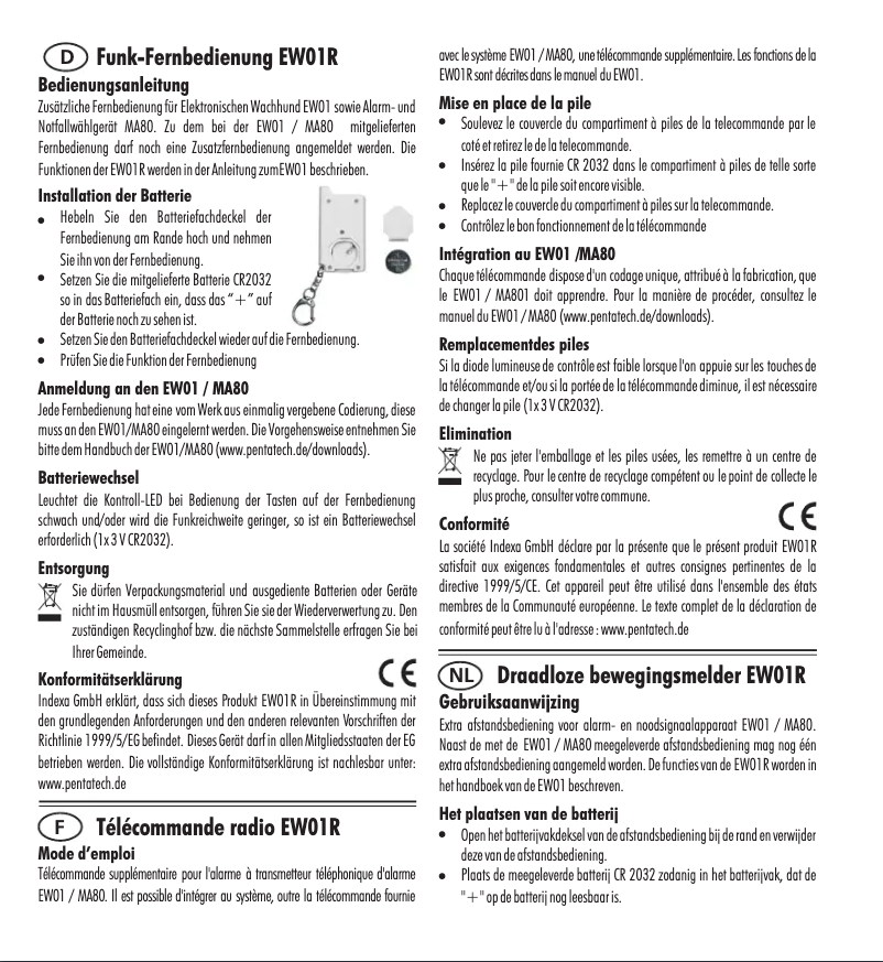 Page n°1 - Manuel utilisateur Indexa EW01R