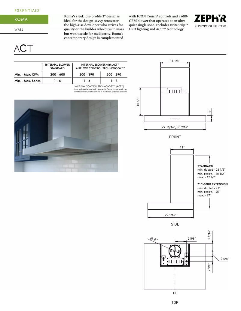 Page n°1 - Fiche technique Zephyr ZRO-M90DS