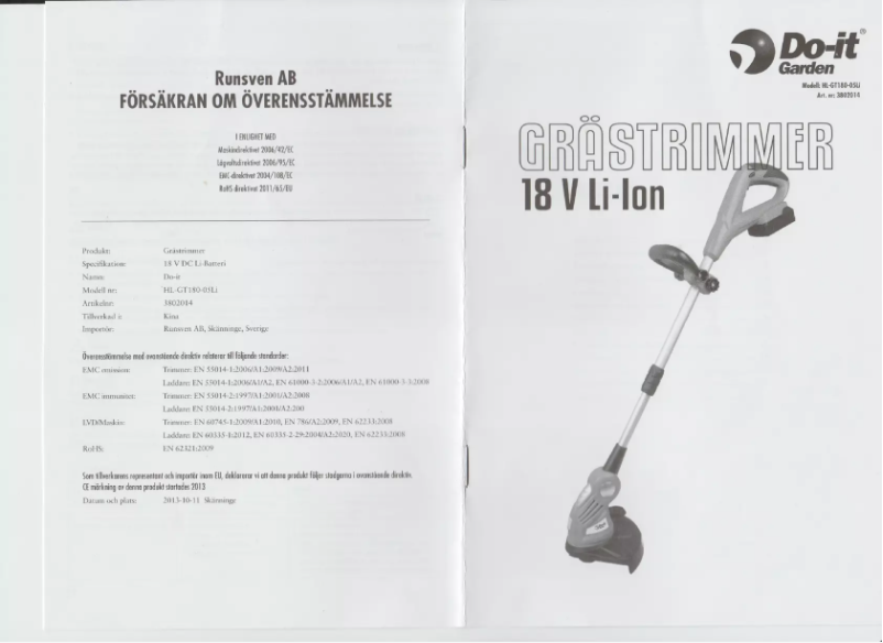 Página 1 del manual Manual de usuario Do It + Garden HL-GT180-05Li