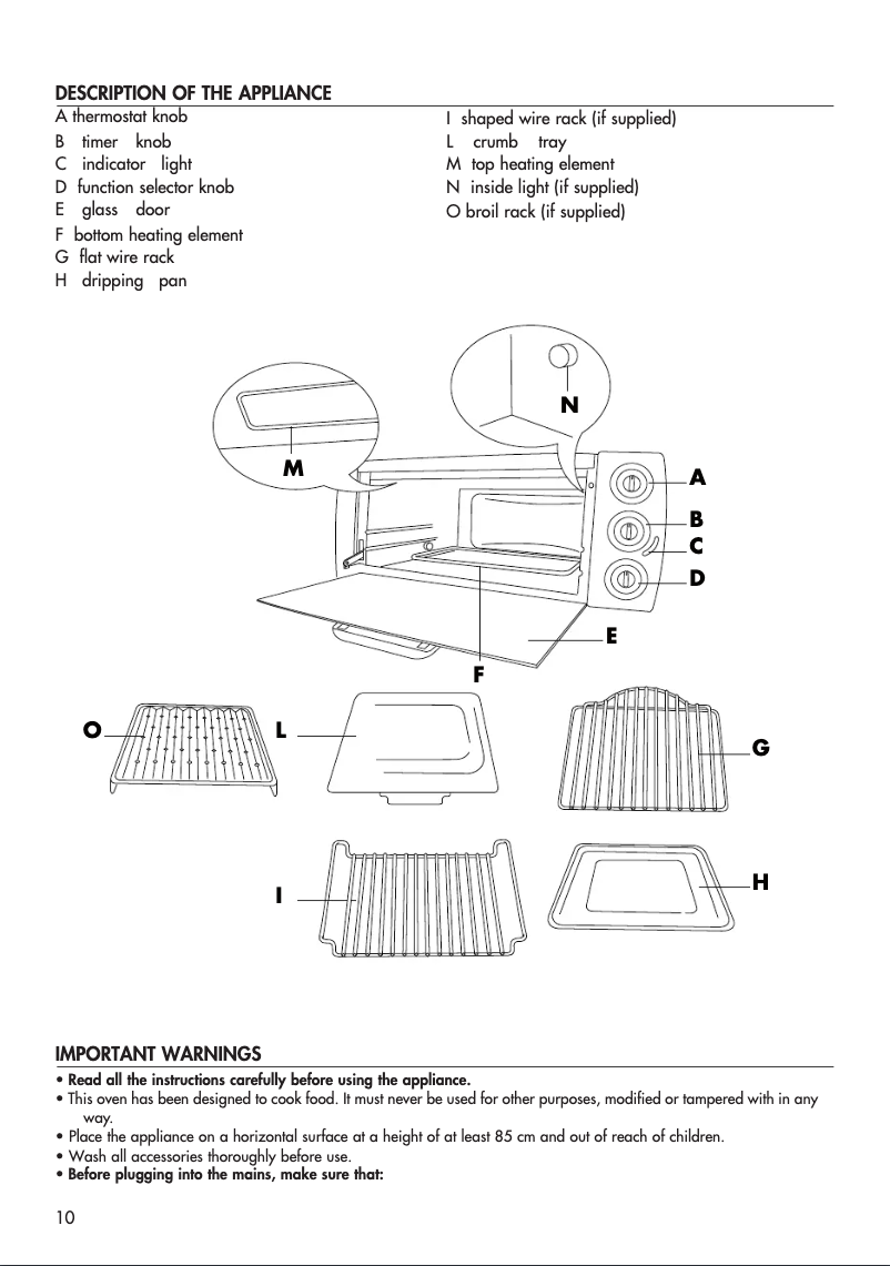 Page 1 de la notice Manuel utilisateur DeLonghi EO 12001.W