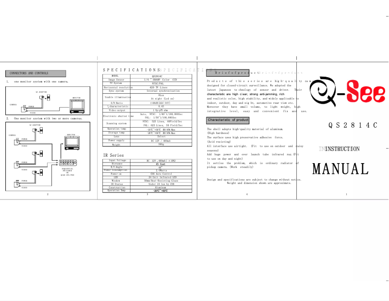 Page n°1 - Manuel utilisateur Q-See QS2814C