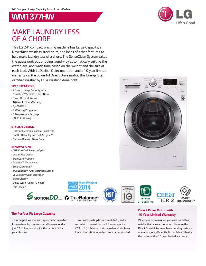 Image de la première page du manuel de l'appareil WM1377H