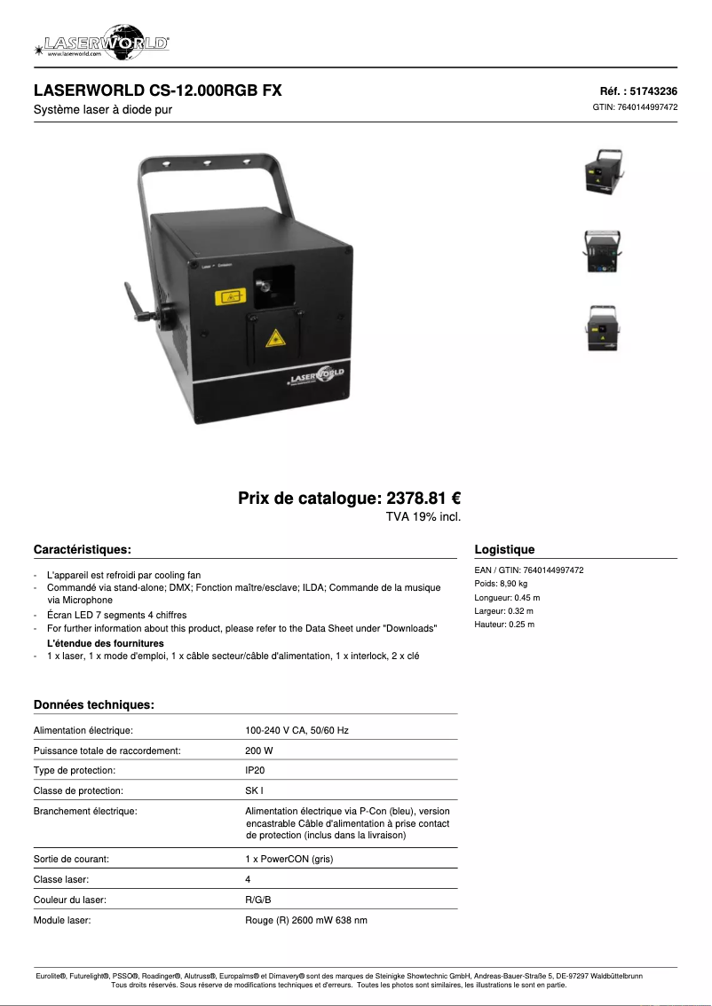 Image de la première page du manuel de l'appareil CS-12.000RGB FX