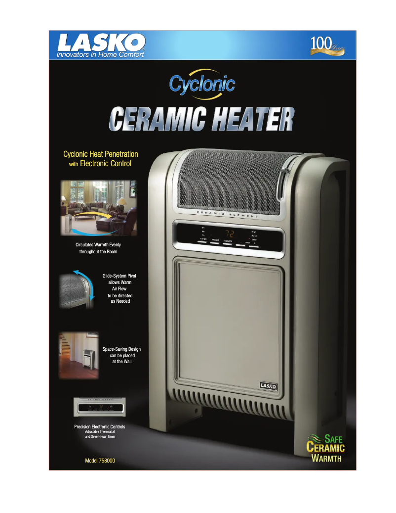 Page 1 of the manual Technical Sheet Lasko 758000