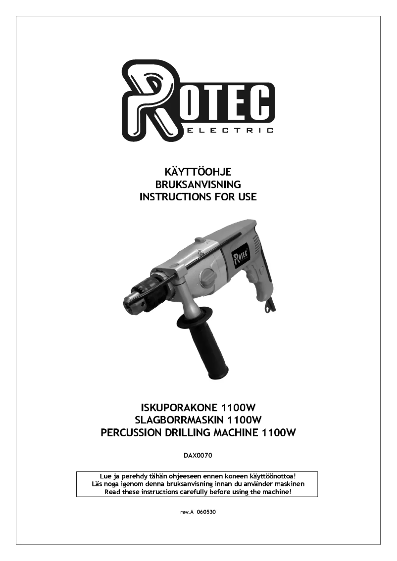 Página 1 del manual Manual de usuario Rotec Electric DAX0070