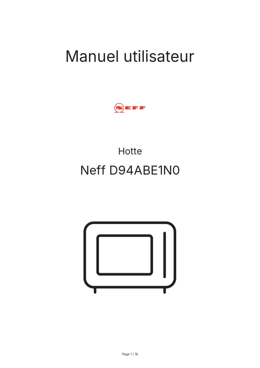 Image de la première page du manuel de l'appareil D94ABE1N0