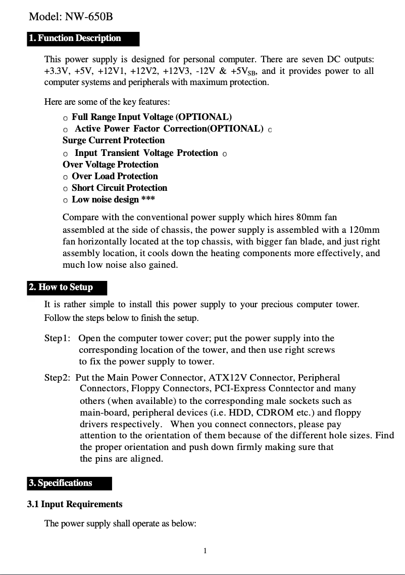 Página 1 del manual Manual de usuario CoolMax NW-650B