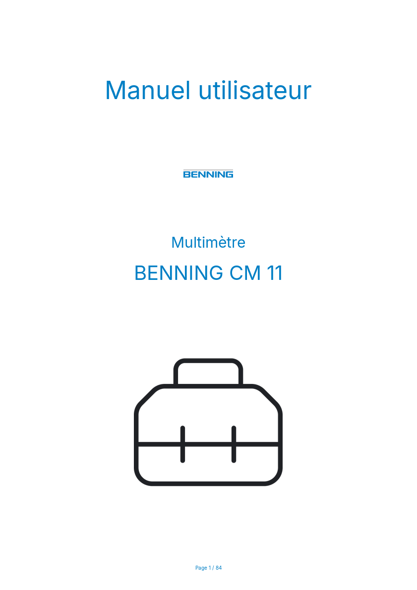 Page n°1 - Manuel utilisateur BENNING CM 11
