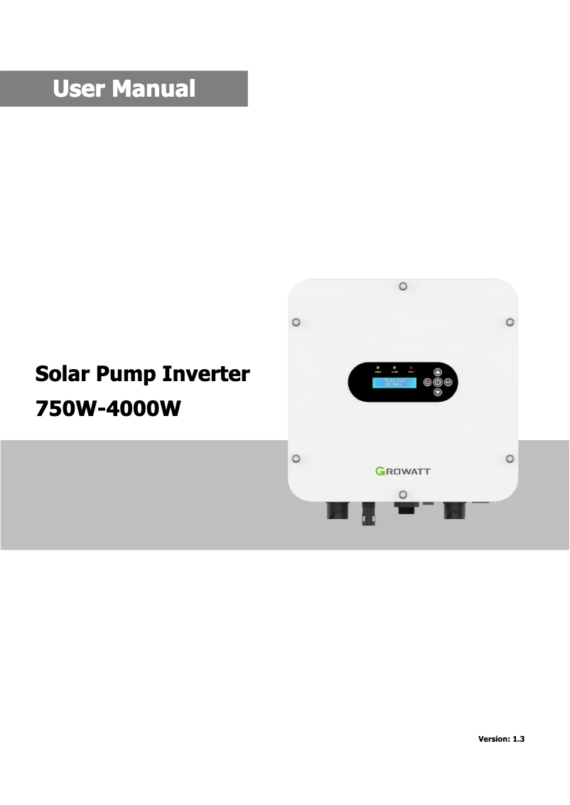 Page 1 de la notice Manuel utilisateur Growatt SPI 750-4000TL2-HV