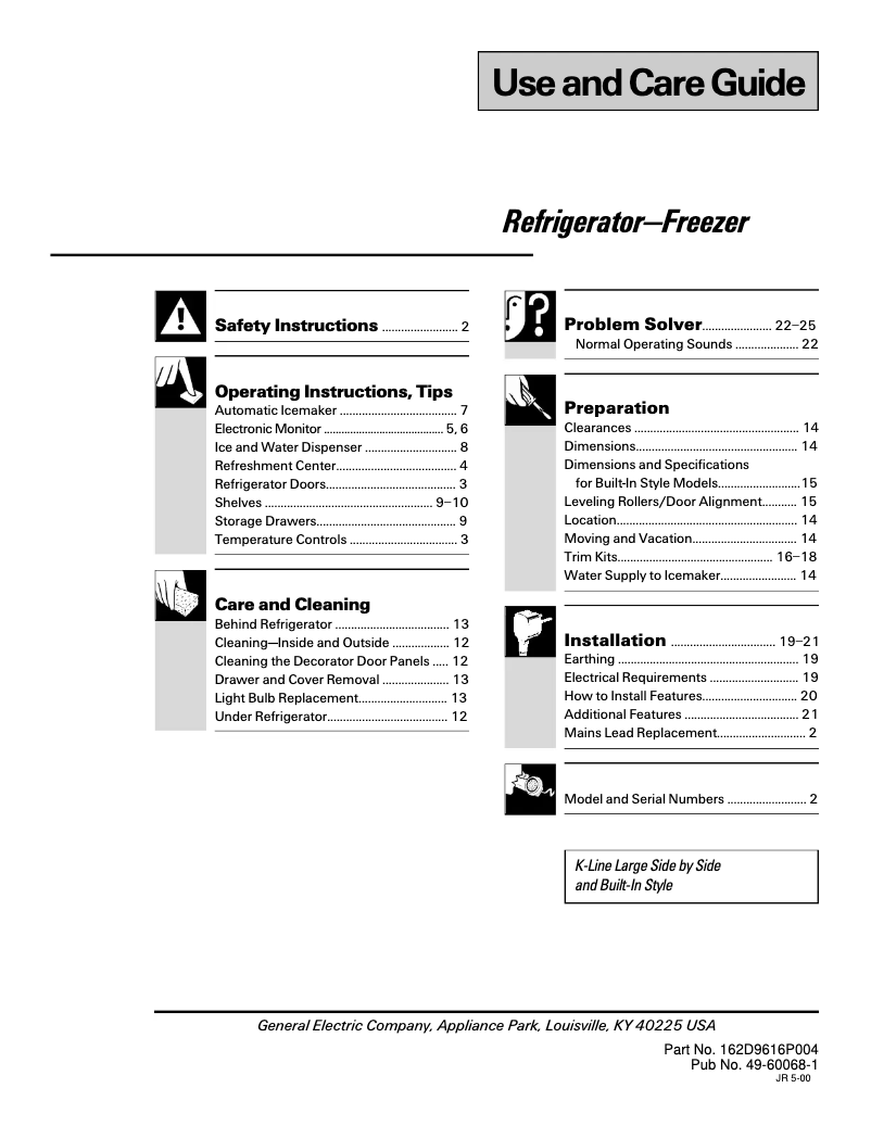 Image de la première page du manuel de l'appareil Profile TFK28PFDWW