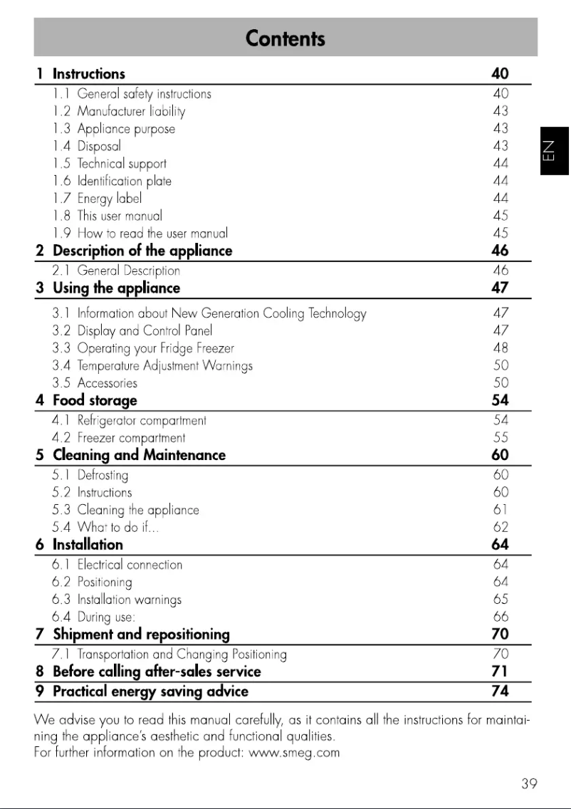 Page n°1 - Manuel utilisateur Smeg FA3905RX5