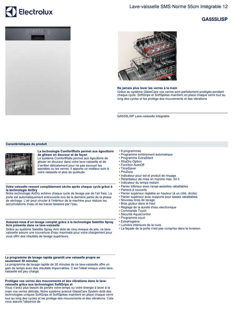 Page n°1 - Fiche technique Electrolux GA55SLISP