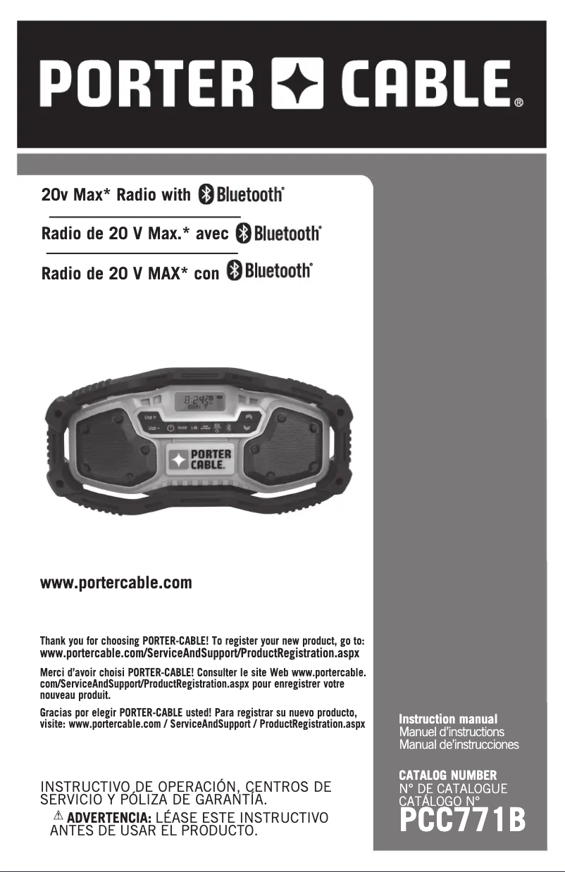 Página 1 del manual Manual de usuario Porter-Cable PCC771B
