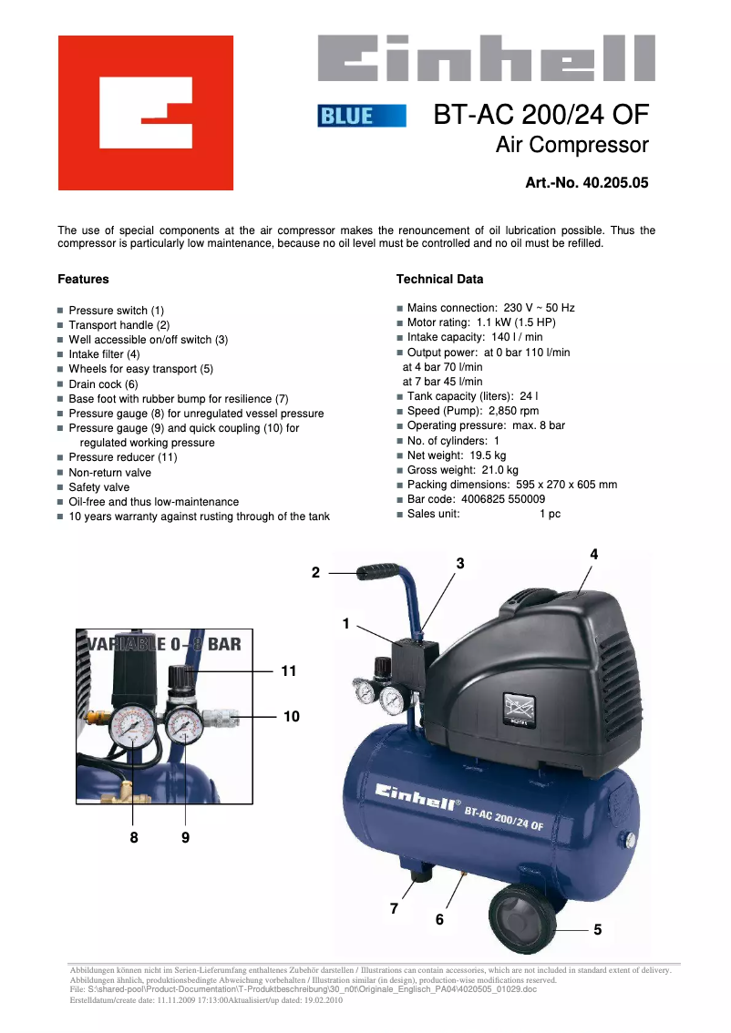 Image de la première page du manuel de l'appareil BT-AC 200/24 OF