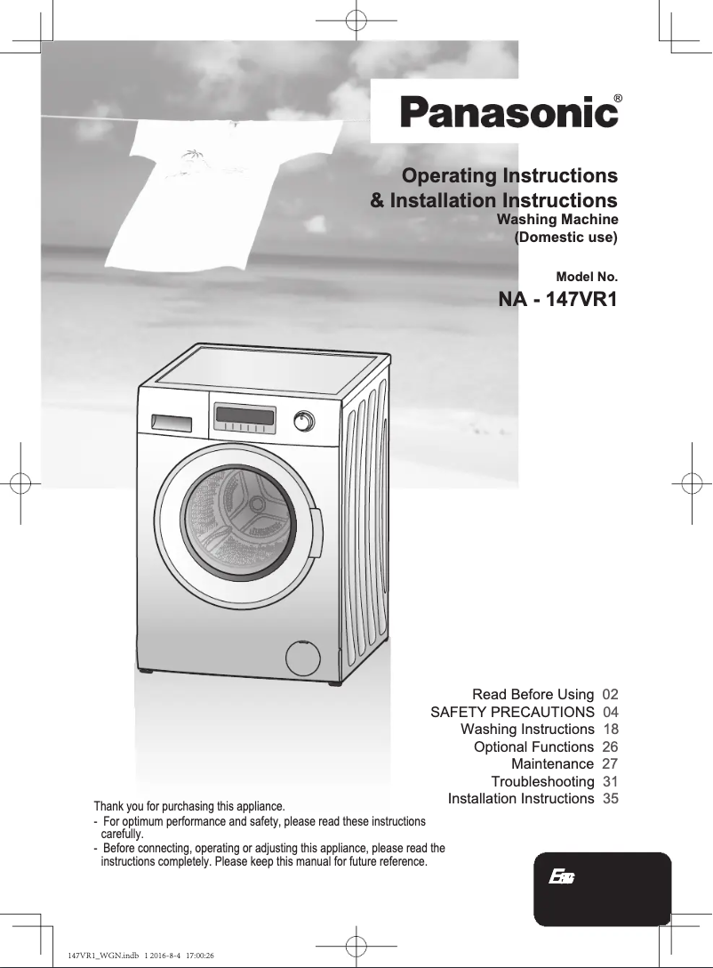 Image de la première page du manuel de l'appareil NA-147VR1