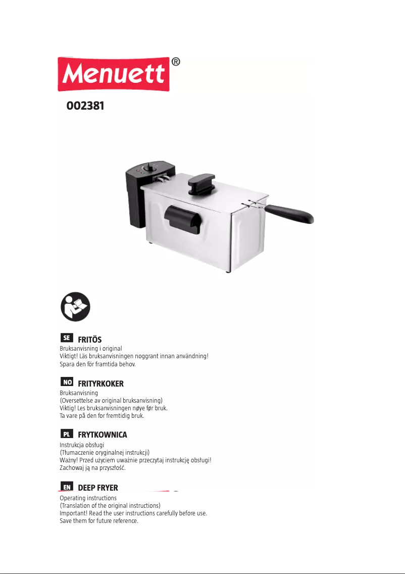 Page 1 de la notice Manuel utilisateur Menuett 002381