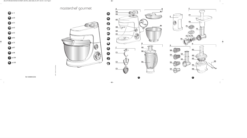 Image de la première page du manuel de l'appareil Masterchef Gourmet Premium QB404H