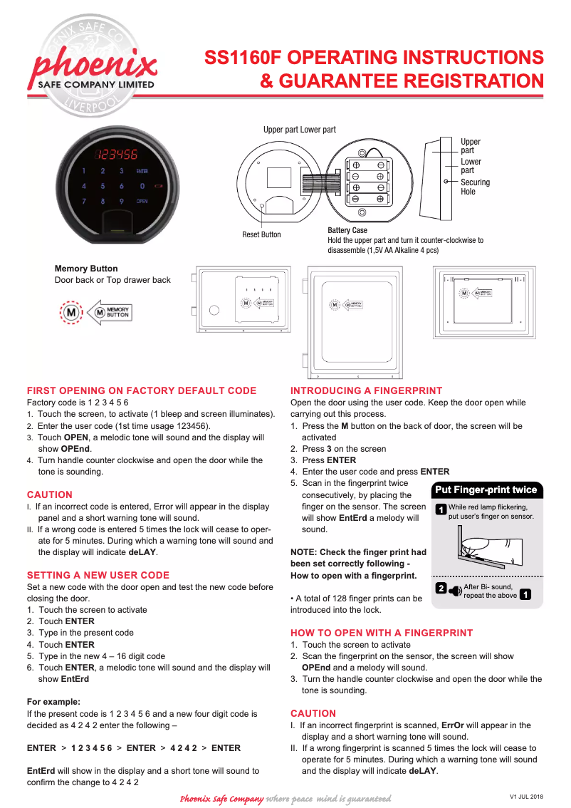Page 1 de la notice Manuel utilisateur Phoenix SS1163F