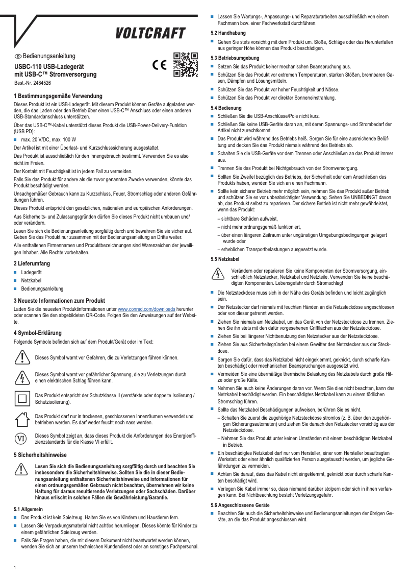 Image de la première page du manuel de l'appareil USBC-110