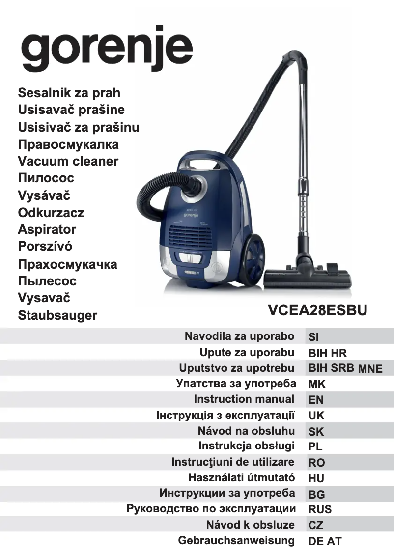 Page 1 de la notice Manuel utilisateur Gorenje VC2228ESBU