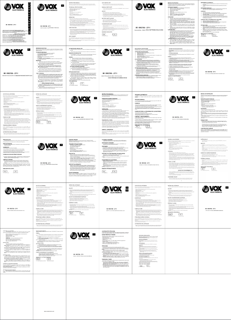 Page 1 de la notice Manuel utilisateur VOX KW2700