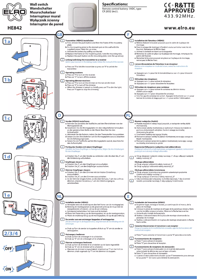 Page 1 de la notice Manuel utilisateur Elro HE842