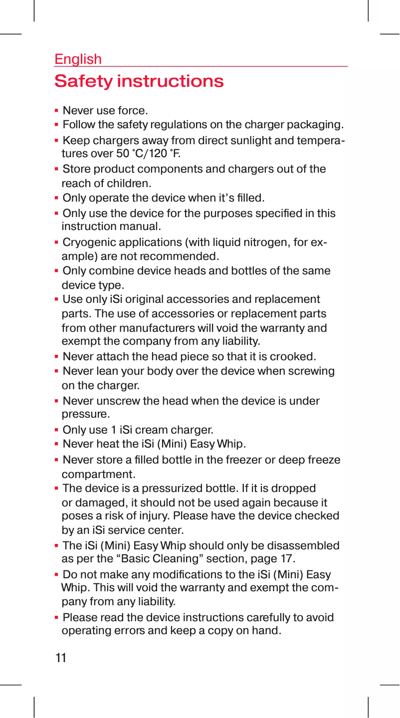 Page 1 de la notice Manuel utilisateur iSi Easy Whip